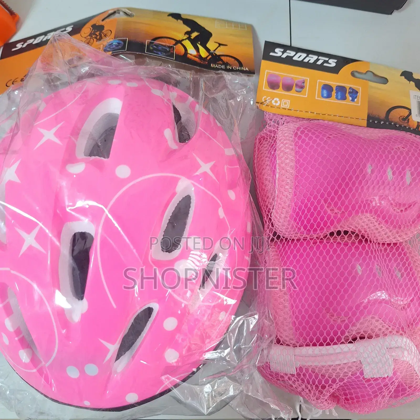 Kids Protective Cycle Gears Helmet and Knee Pad Pink