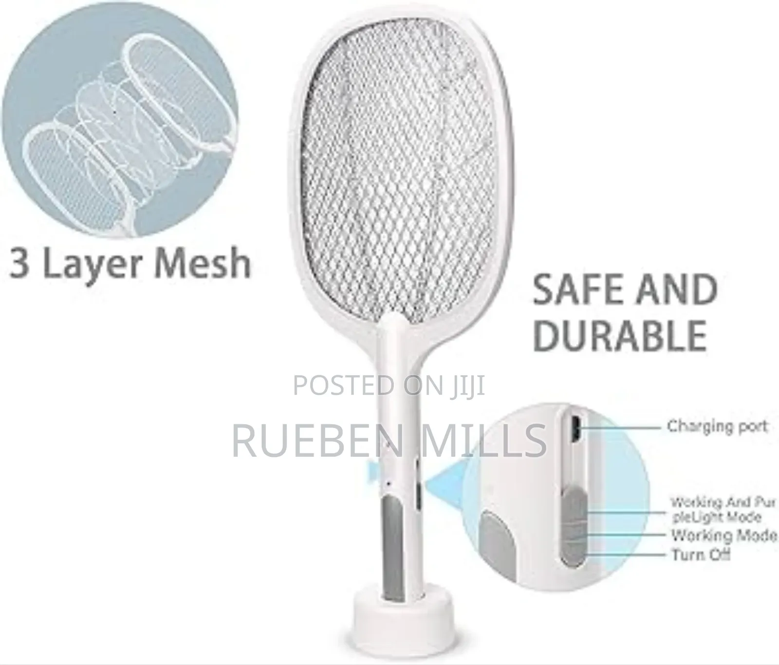 Handheld Chargeable Mosquito Killer Bat Swatter With Stand