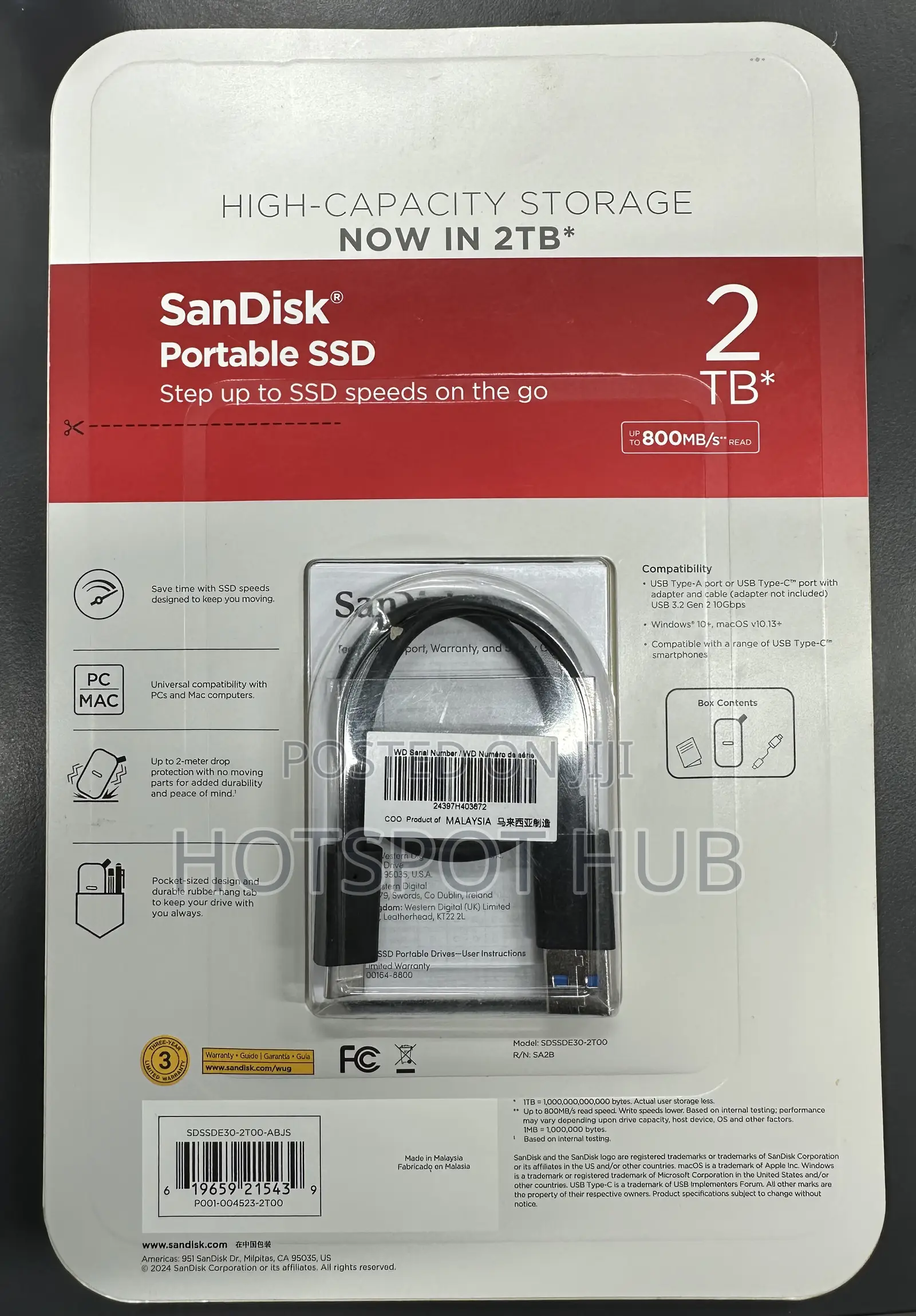 New Sandisk Portable SSD 2tb Usb 3.2 SSD