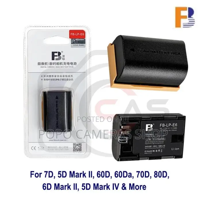 FB LP-E6 Battery ( for Canon 6D, 5D Mark 4,3,2 , 90D, R Et