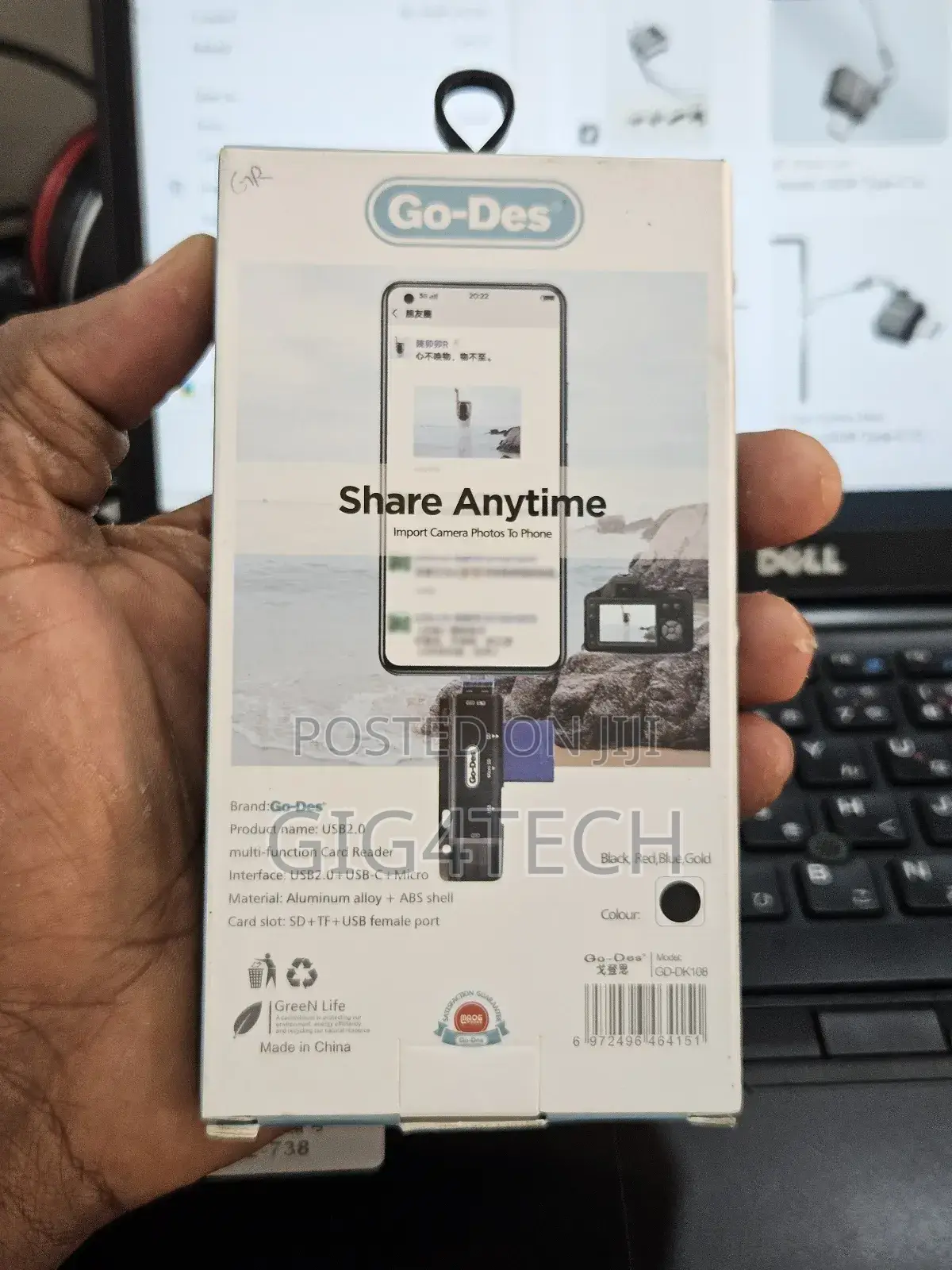 Go Des GD-DK108 3 in 1 Type-C Input Otg Memory Card Reader