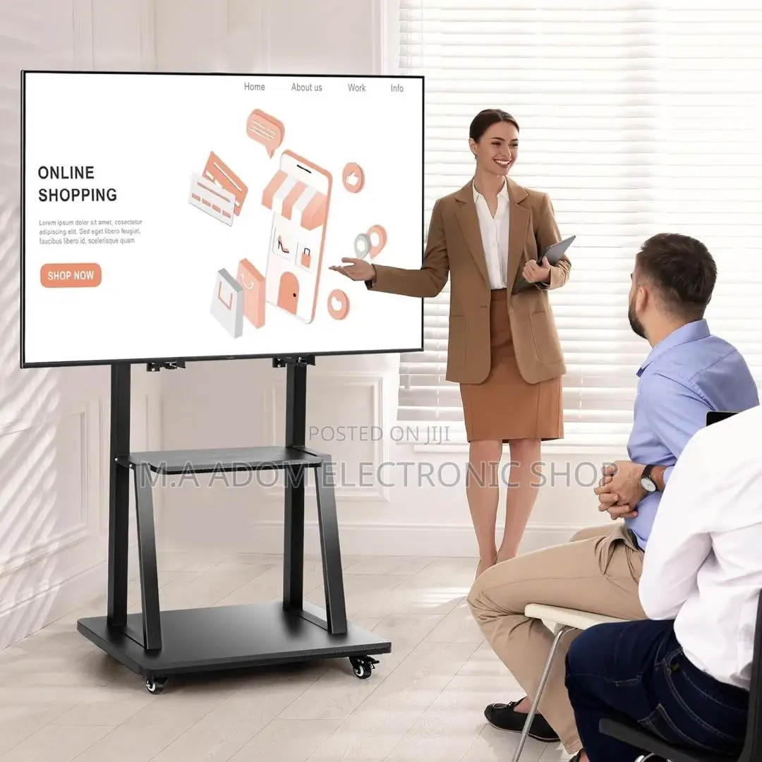 Mobile TV Stand: 32"-75" Tvs, Roll With Ease