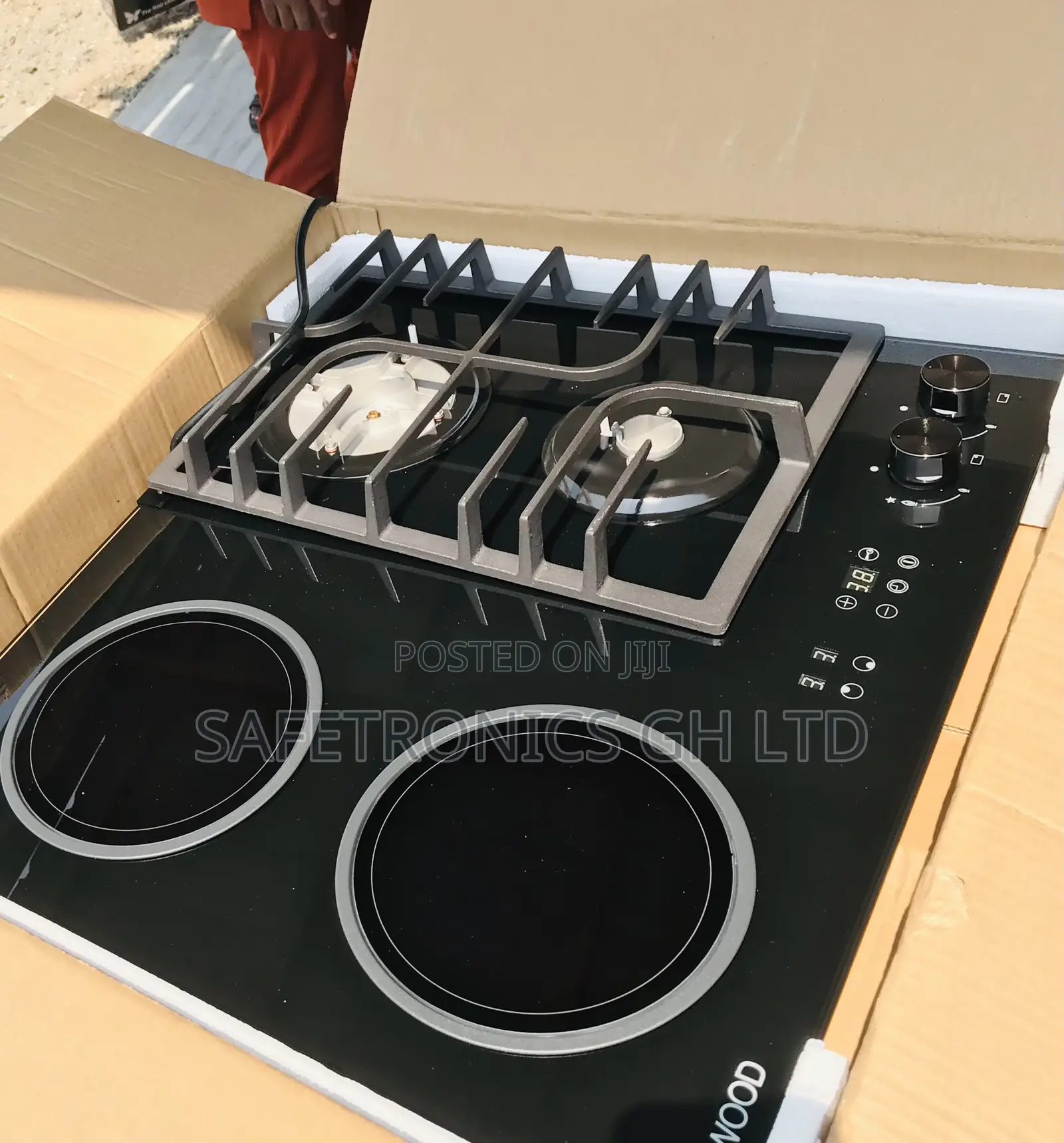 Neat Kenwood Cook 2 Gas 2 Electric Hobs 60cm Black Glass