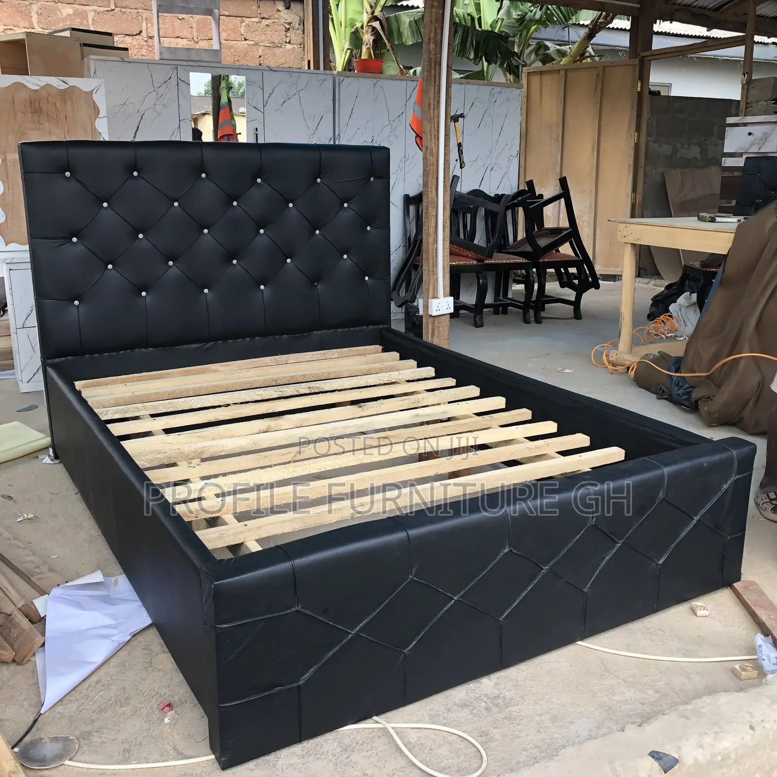 This Eudaemonia Black Double Bed-Frame//Double Bedframe