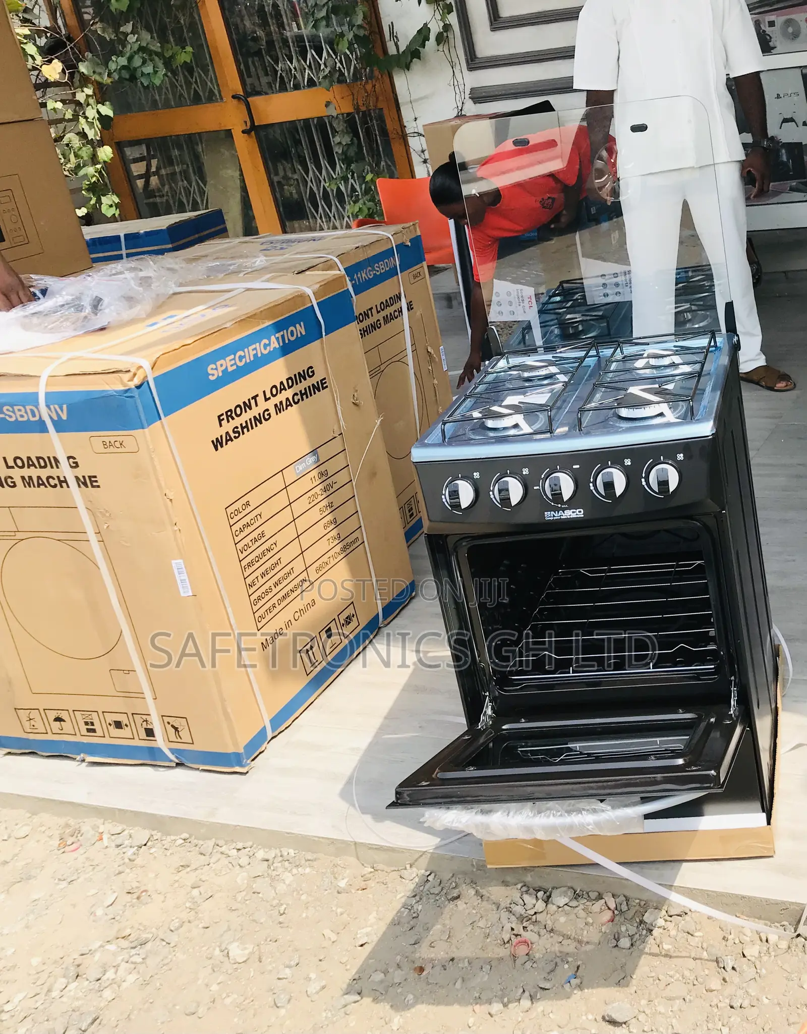 Black Nasco Flame 50/50 4 Gas Cooker Glass Lid