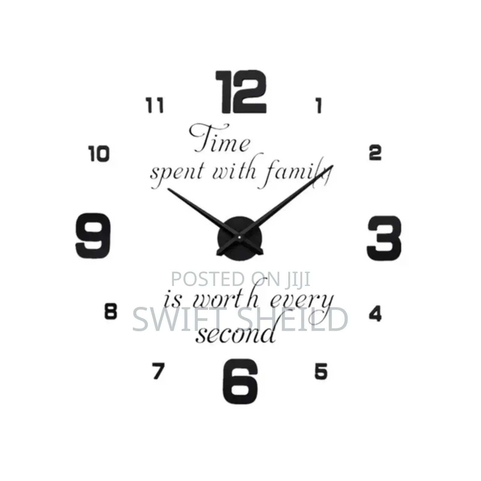 3d Wall Clock Large + Time Spent With Family Design