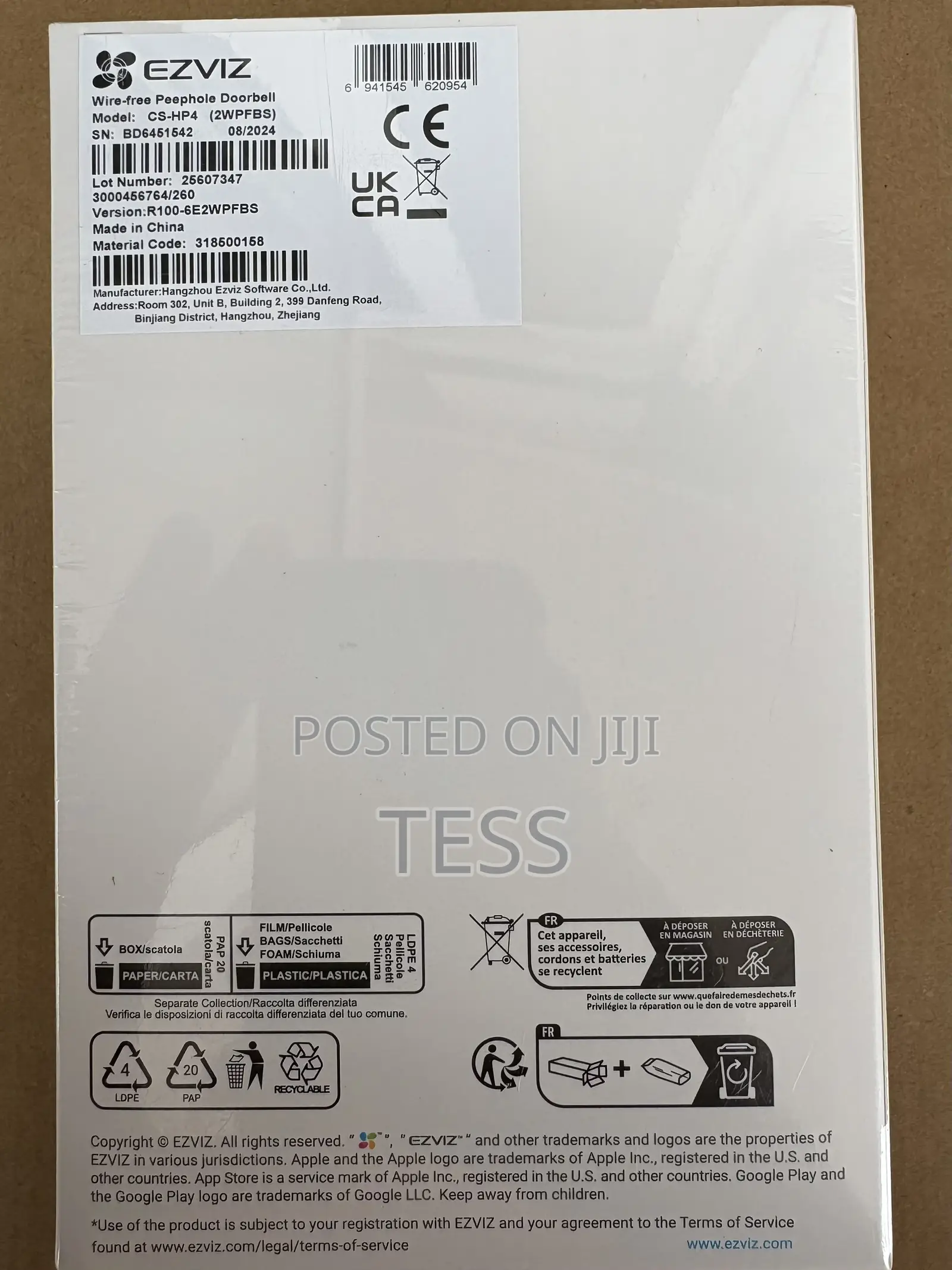 Ezviz Wifi/Wireless Video Intercom Smart 4.3inch Hp4