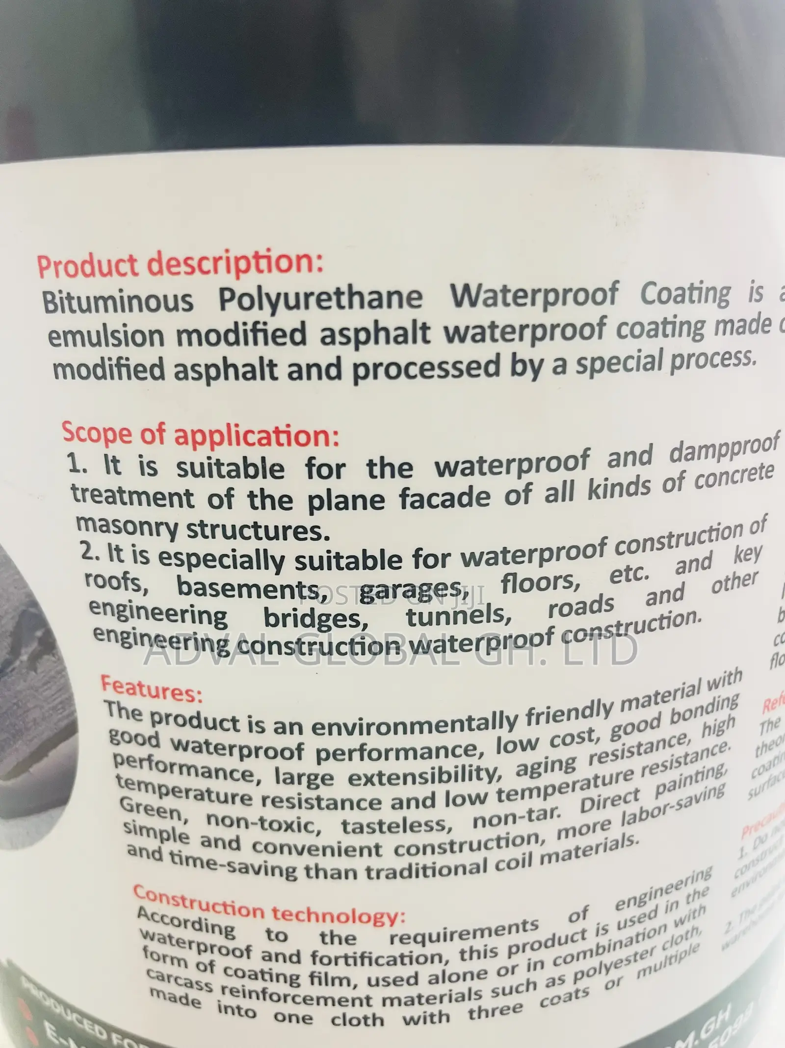 Bituminous Polyurethane (Waterproof Coating)