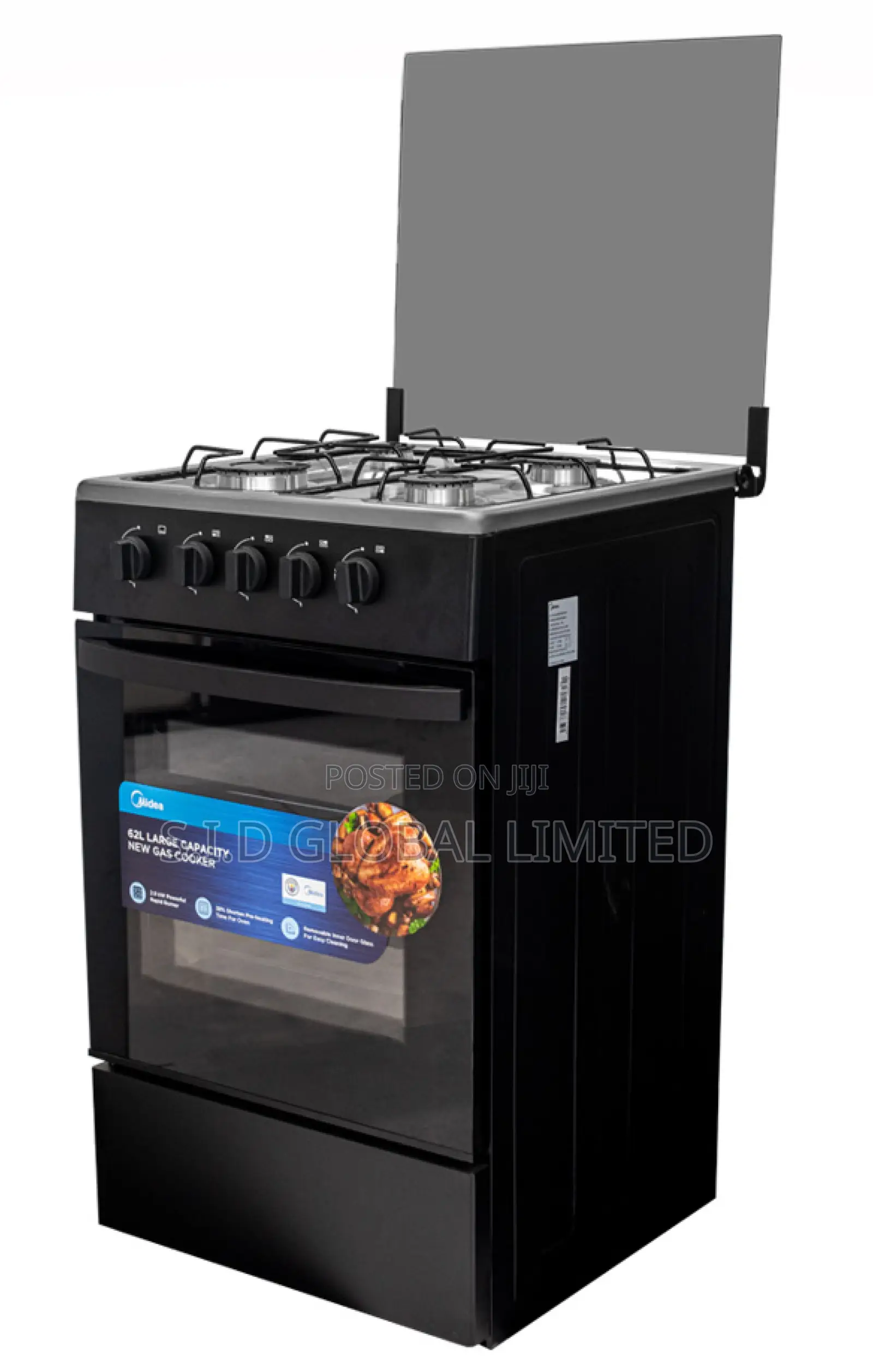 Make Cooking Easy With MIDEA-4BURNER-GAS-COOKER-BLACK-MIRROR