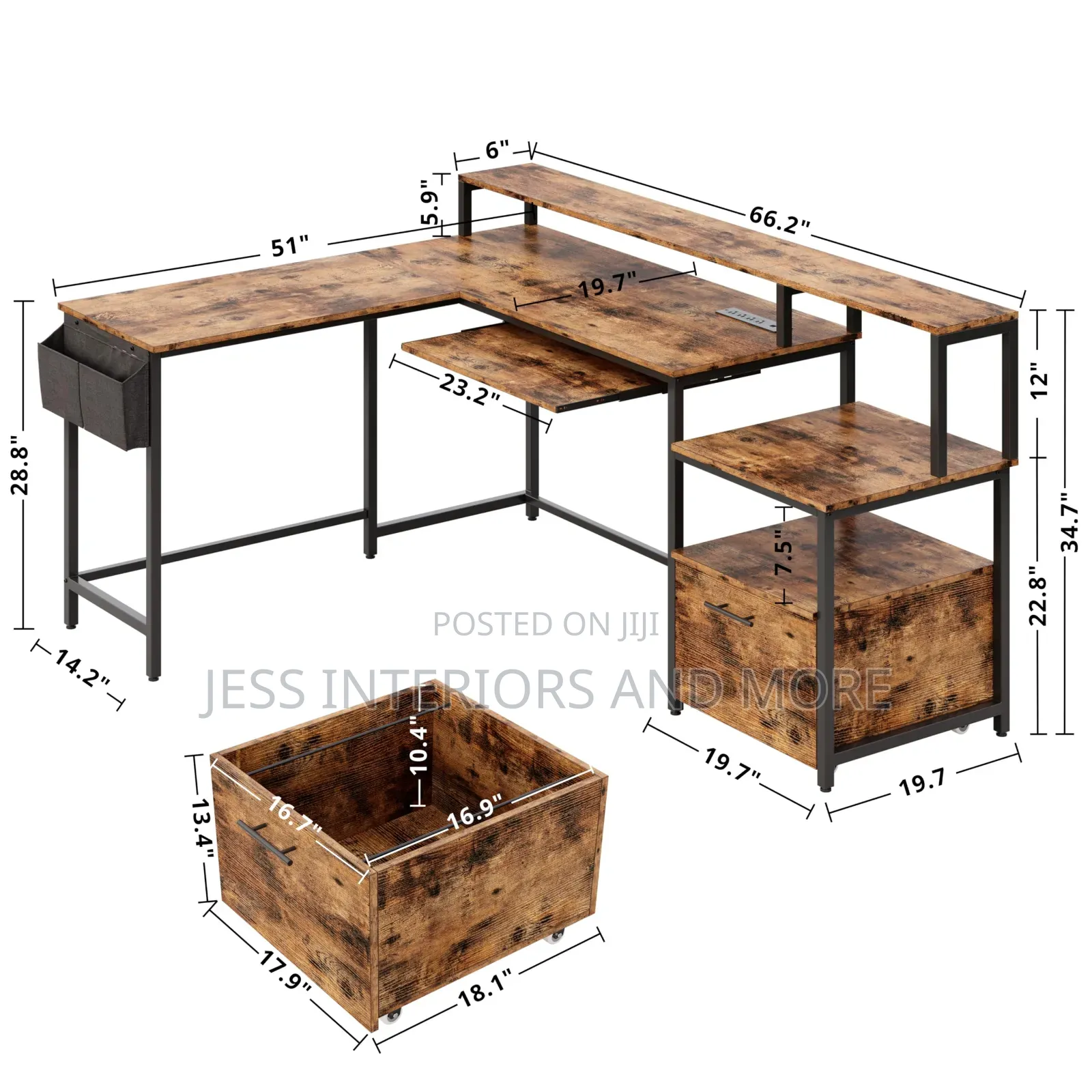 L-Shape Computer Desk
(168cm)