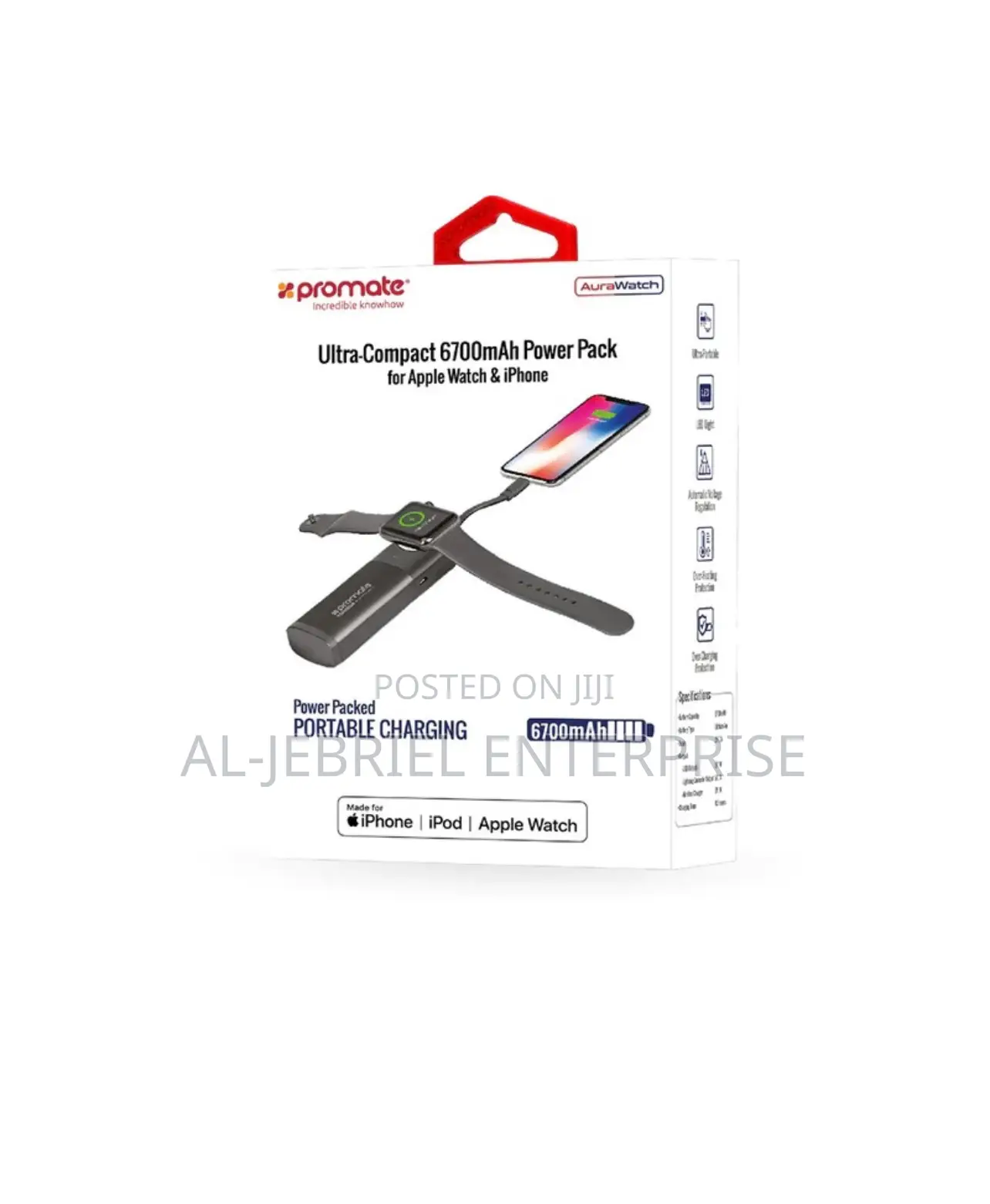 Ultra-Compact 6700mah Promate AURAWATCH Multi Powerbank