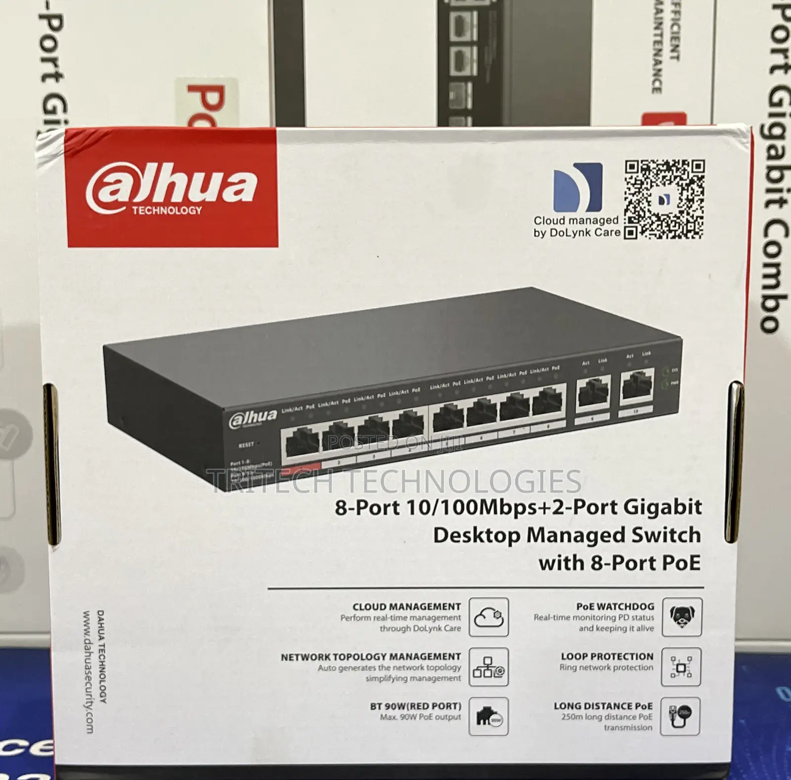 Dahua 8port Poe Switch With 2 Uplink Dh-Cs4010-8et-110