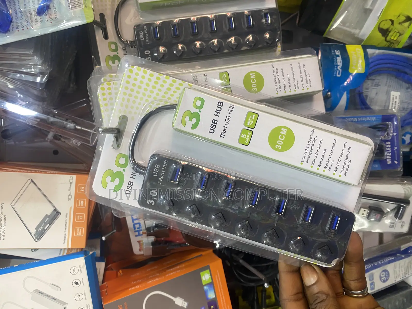 3.0 Usb Hub 7 Ports With Dc 5v Power Jack, LED Induction