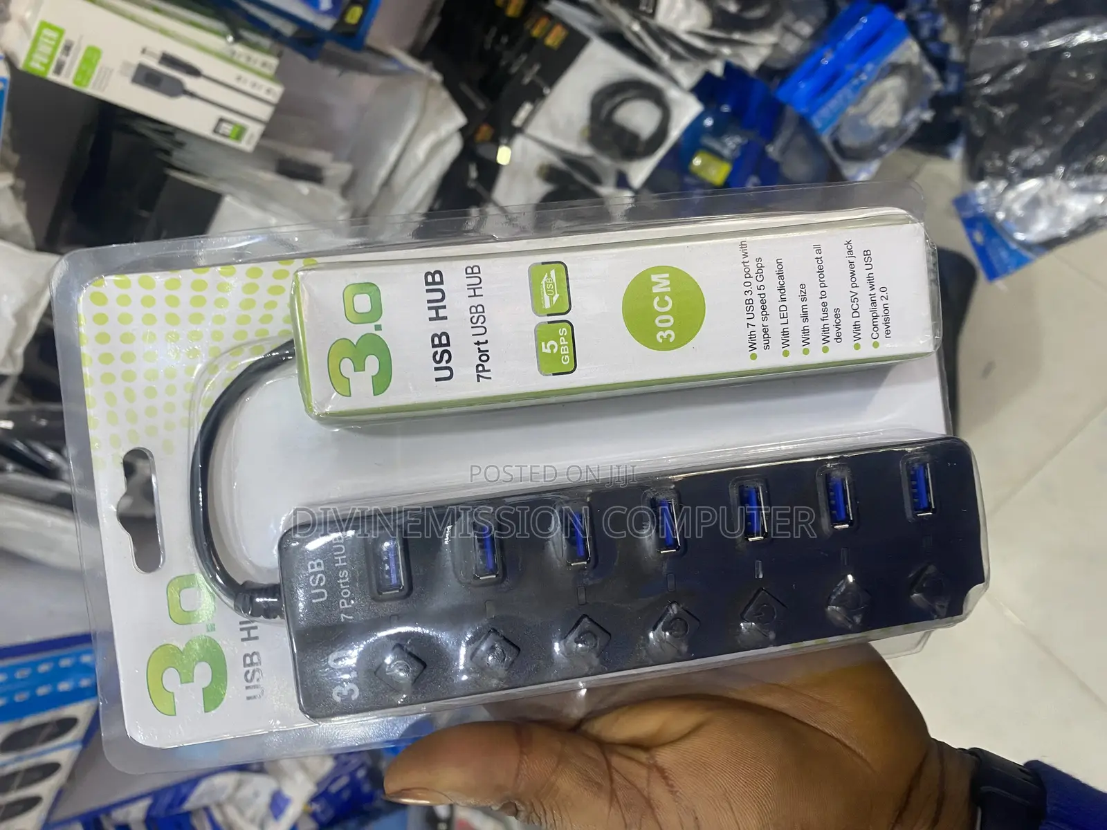 3.0 Usb Hub 7 Ports With Dc 5v Power Jack, LED Induction