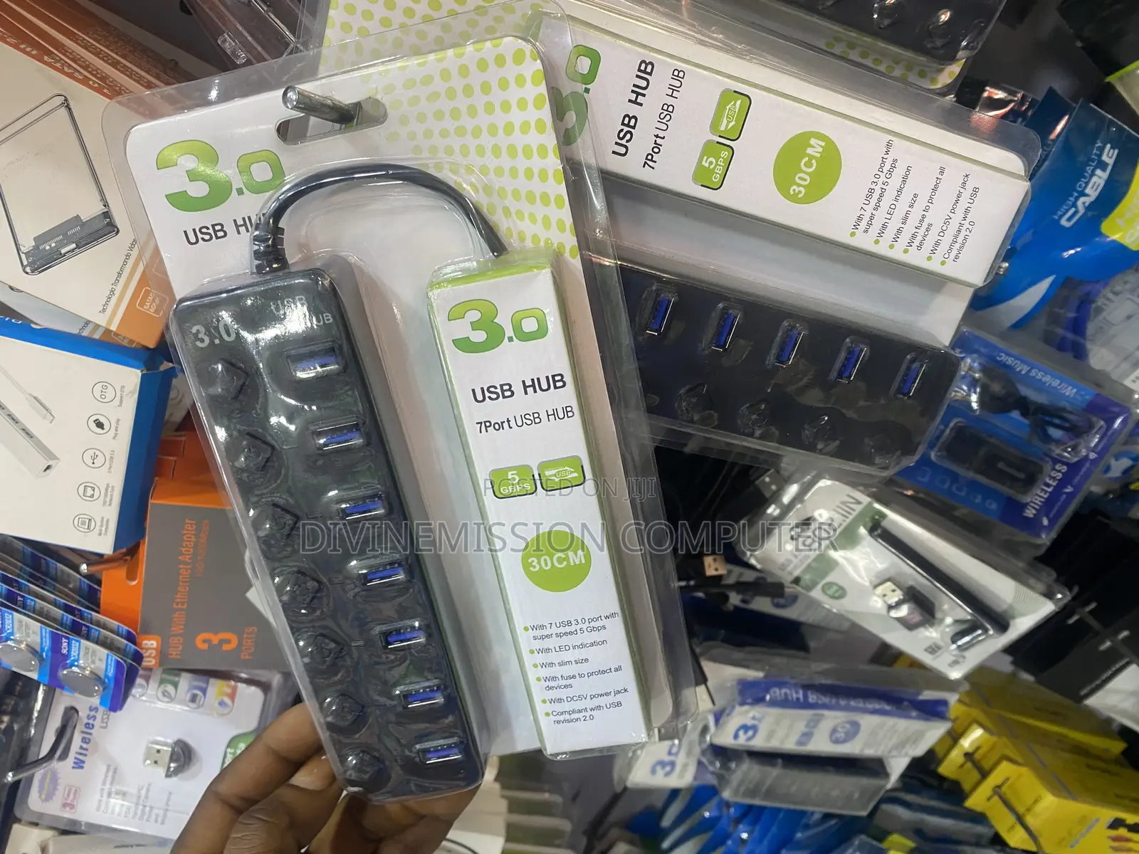 3.0 Usb Hub 7 Ports With Dc 5v Power Jack, LED Induction