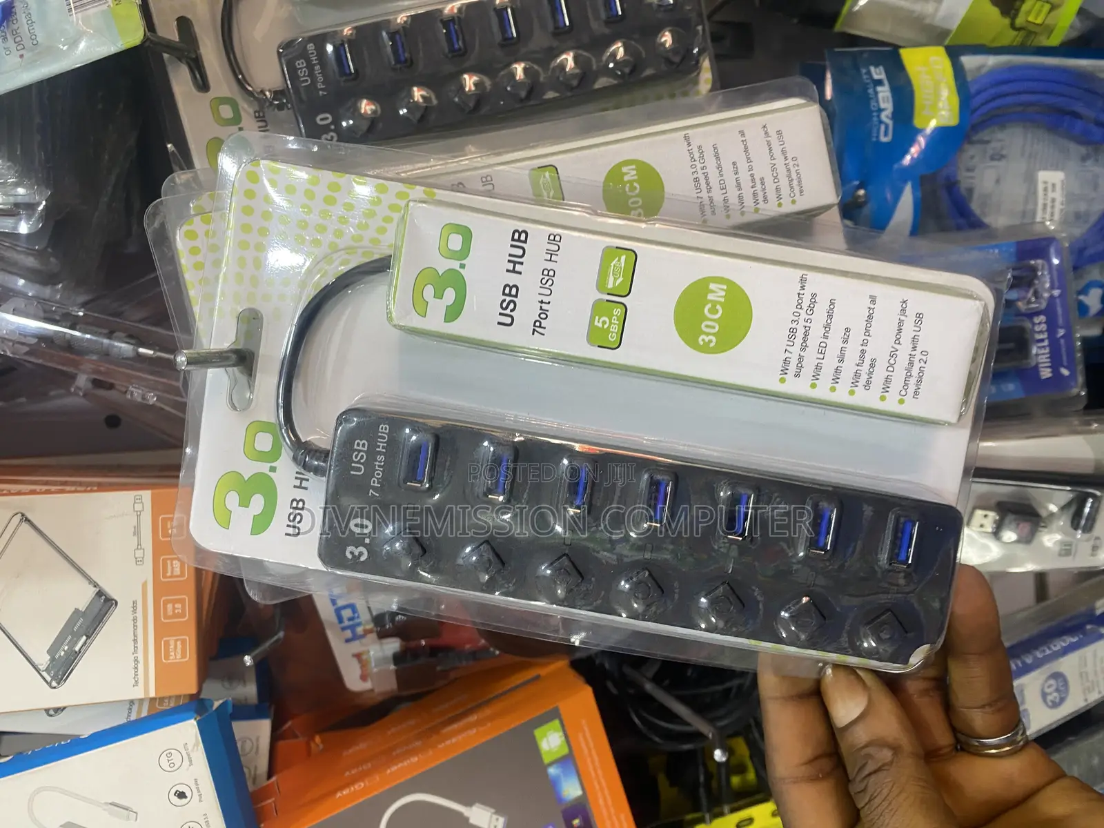 3.0 Usb Hub 7 Ports With Dc 5v Power Jack, LED Induction