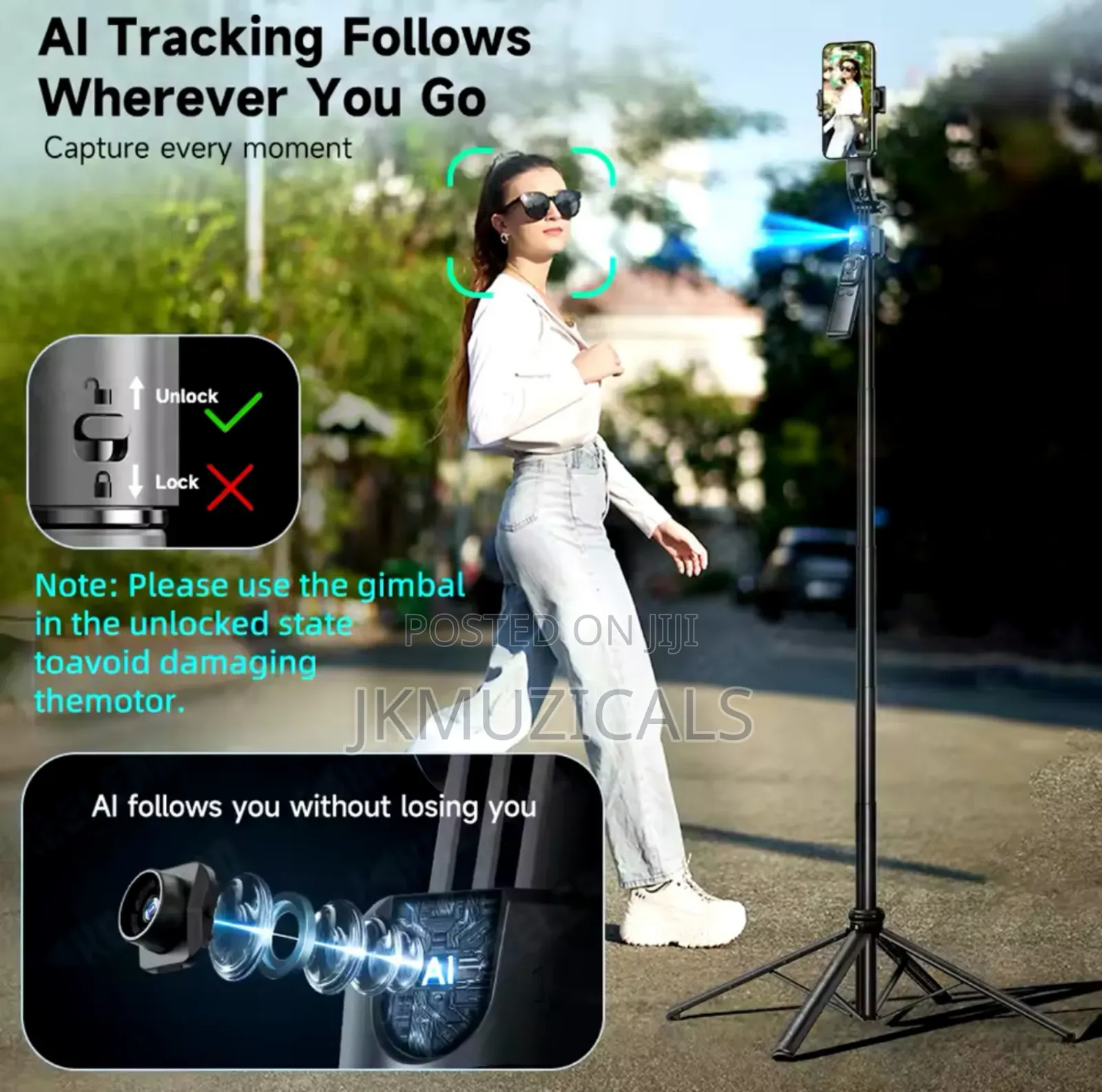 Selfie Stick_ Tracking Gimbal_ Dual Lamp_ Q515tk