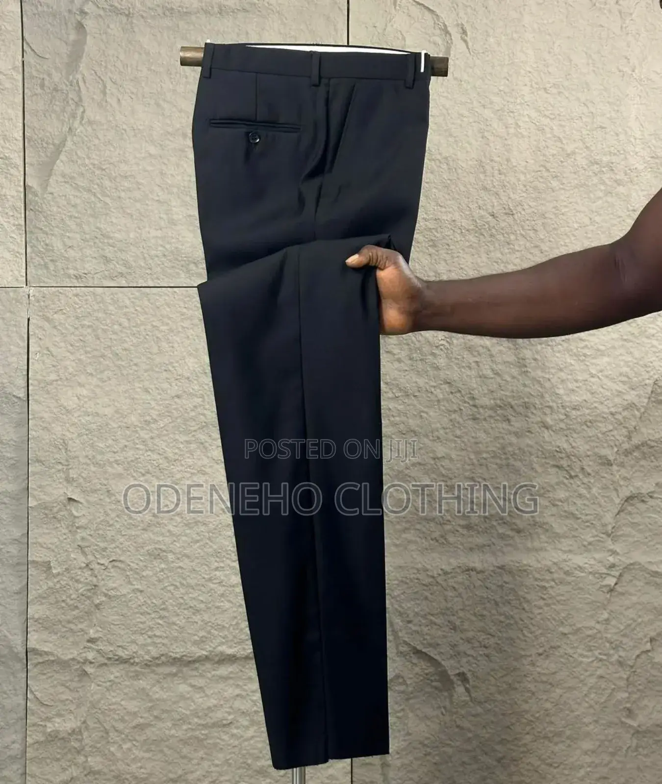 Black Office Material Trousers for Men