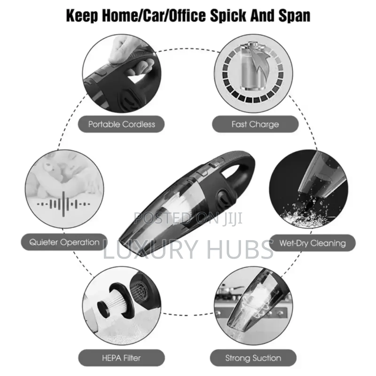 Vacuum Cleaner (Wireless Rechargeable for Wet Dry Cleaning)