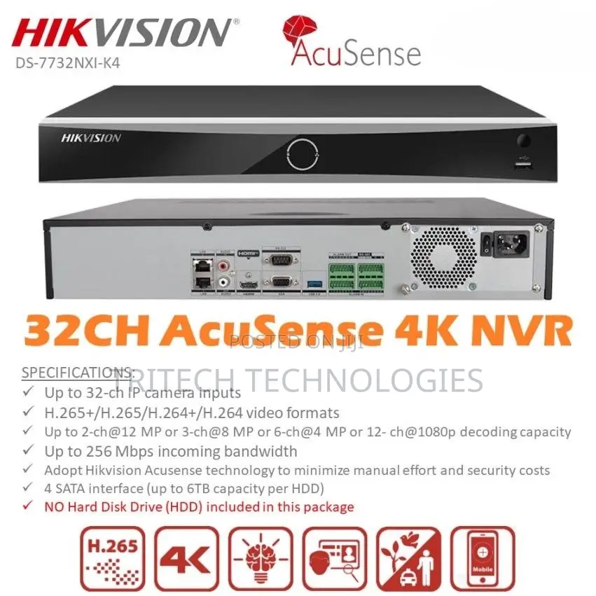 Hikvision 32ch None Poe NVR Ds-7732nxi- 4hdd Slot
