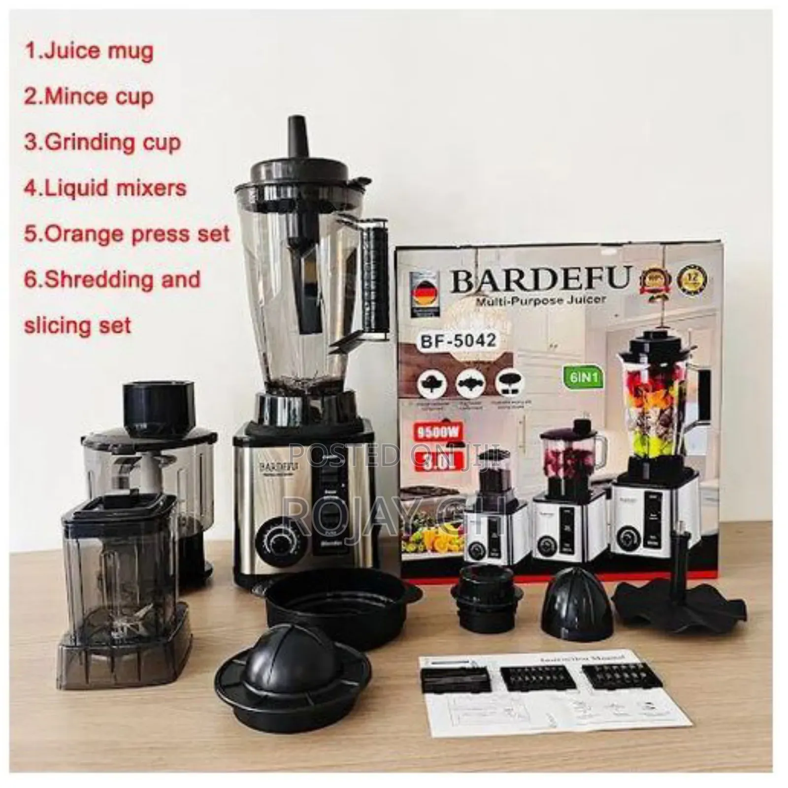 Bardefu 6-in-1 Multi-Purpose Blender - 9500w - 3.0l