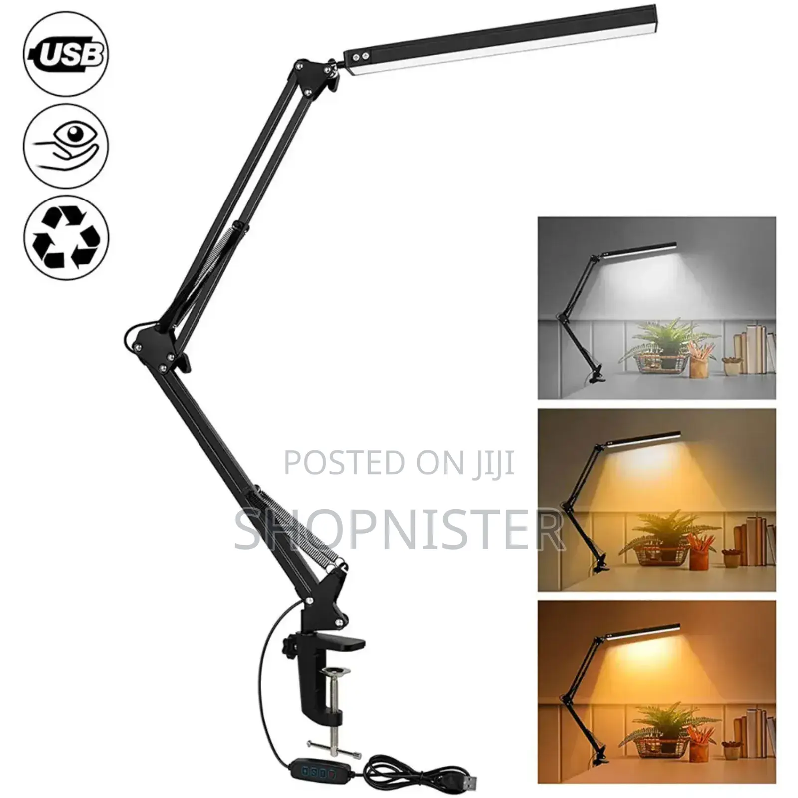 Led Desk Lamp With Clamp, Dimmable, Eye-Caring -10 Brightnes