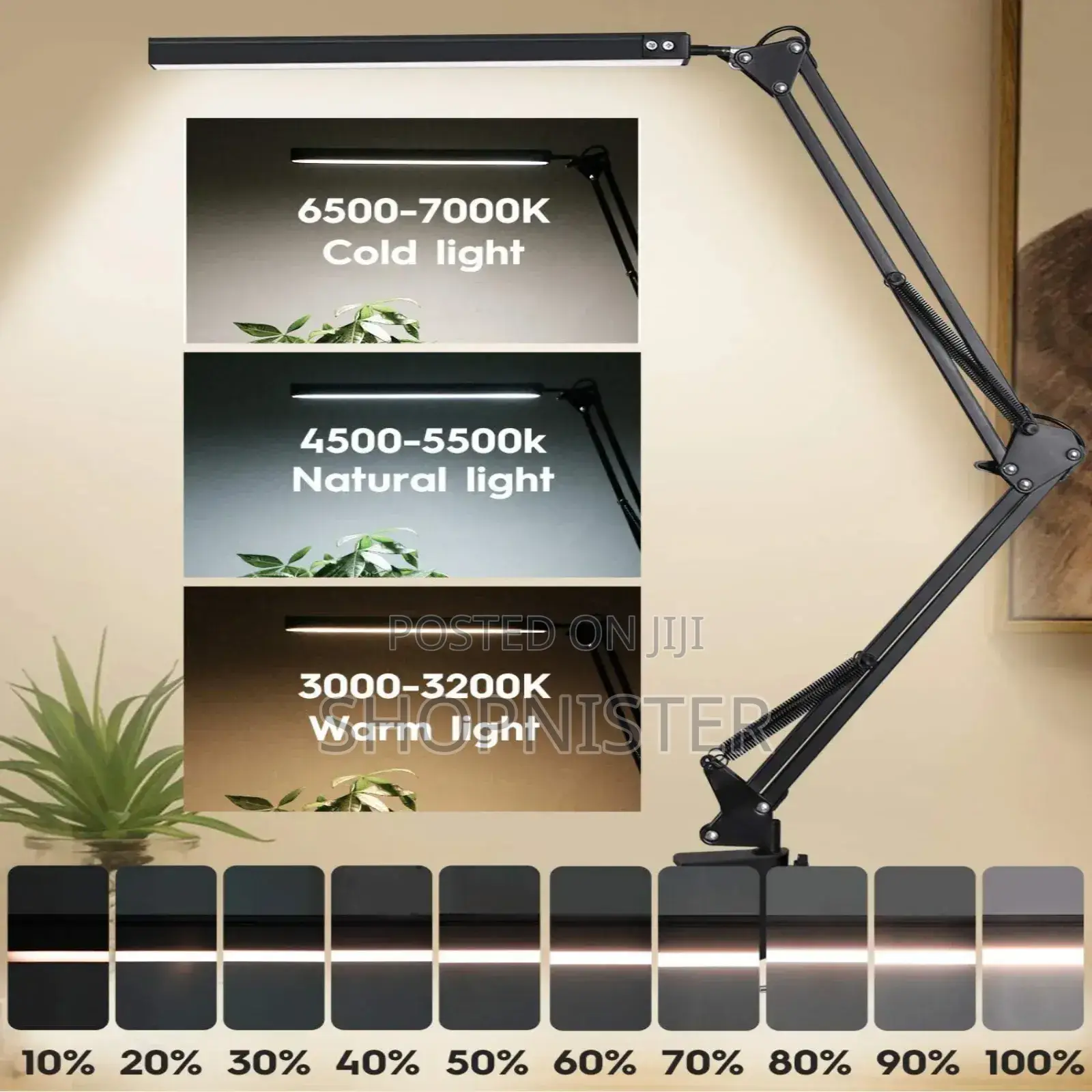 Led Desk Lamp With Clamp, Dimmable, Eye-Caring -10 Brightnes