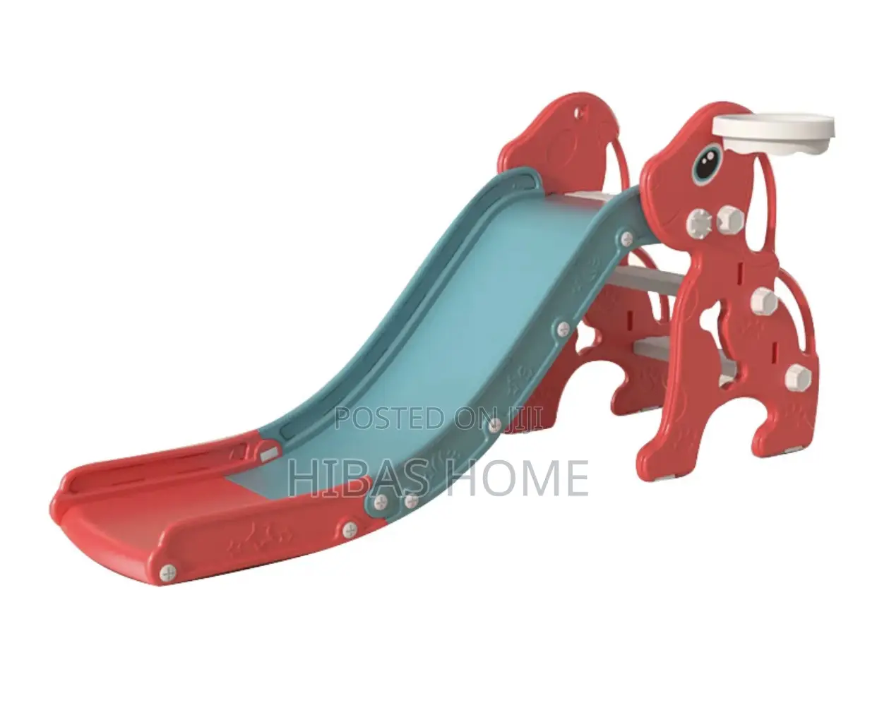 Kids Puppy Slide With Basket Ball Hoop Foldable (174x80x45cm