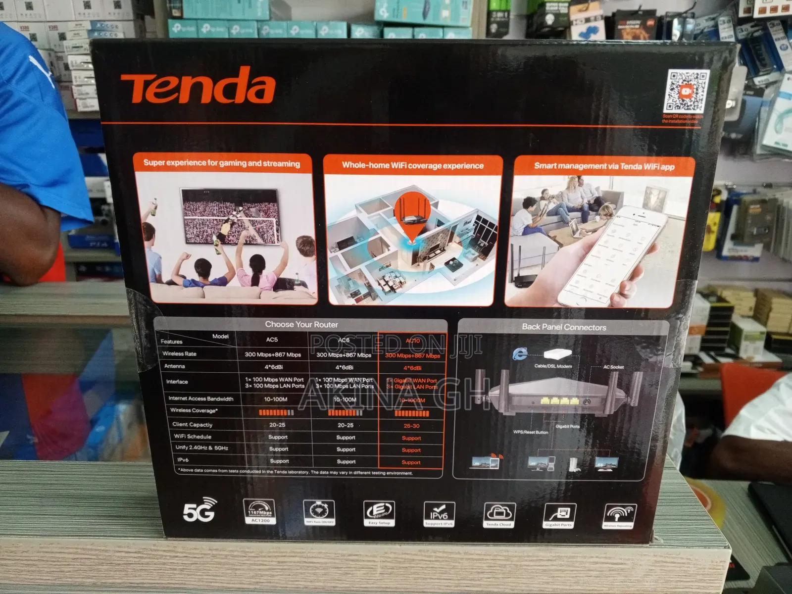 Tenda Ac1200 Mu-Mimo Dual Band Gigabit Wi-Fi Router Ac10