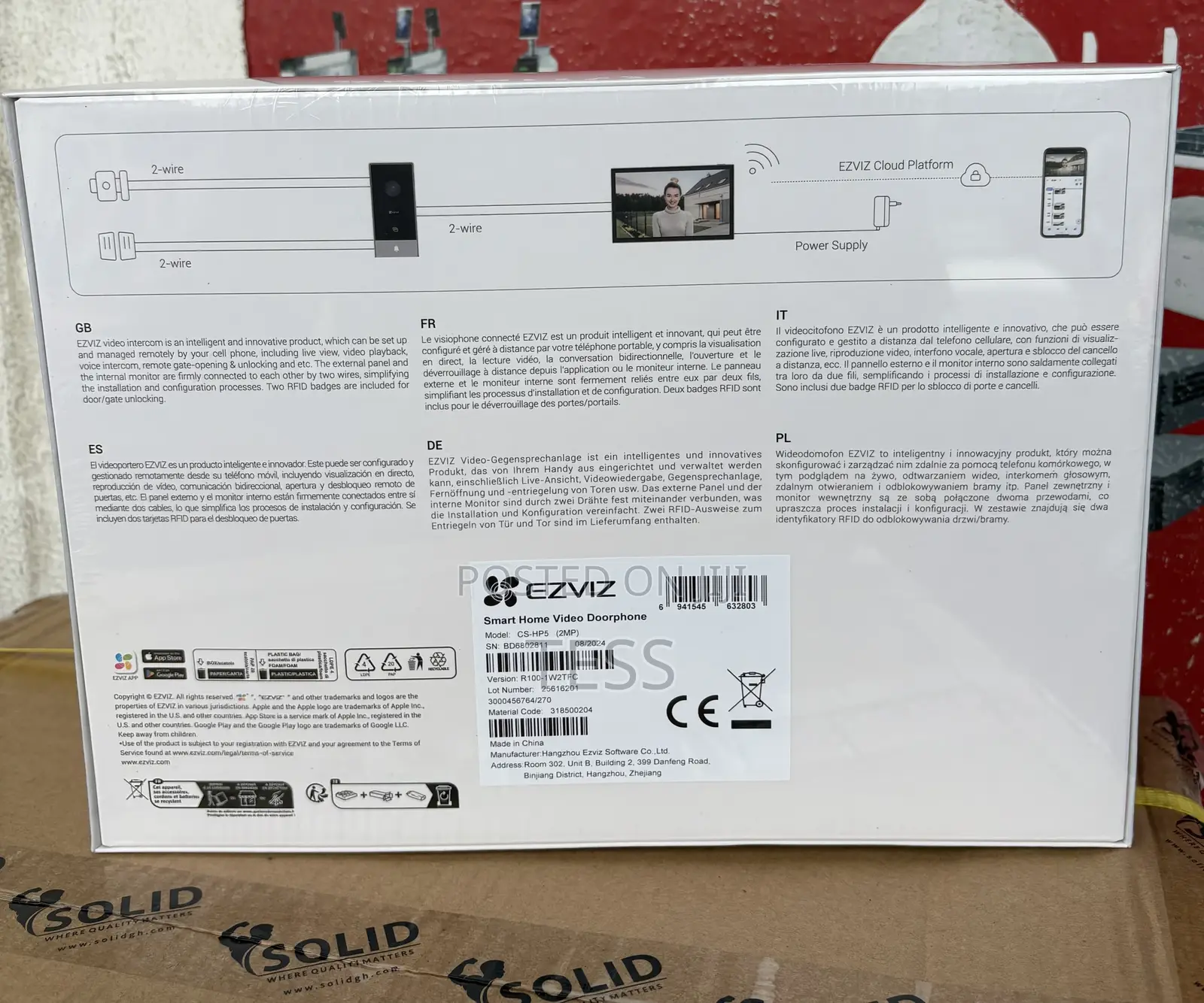 Ezviz Hp5 Wifi/Wireless Video Intercom2mp Colortouchmonitor
