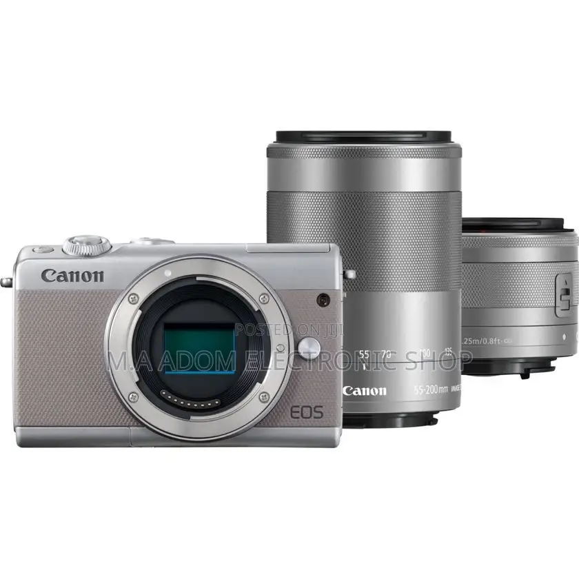 Canon Eos M100 Camera With 15-45mm 55-200m Lens