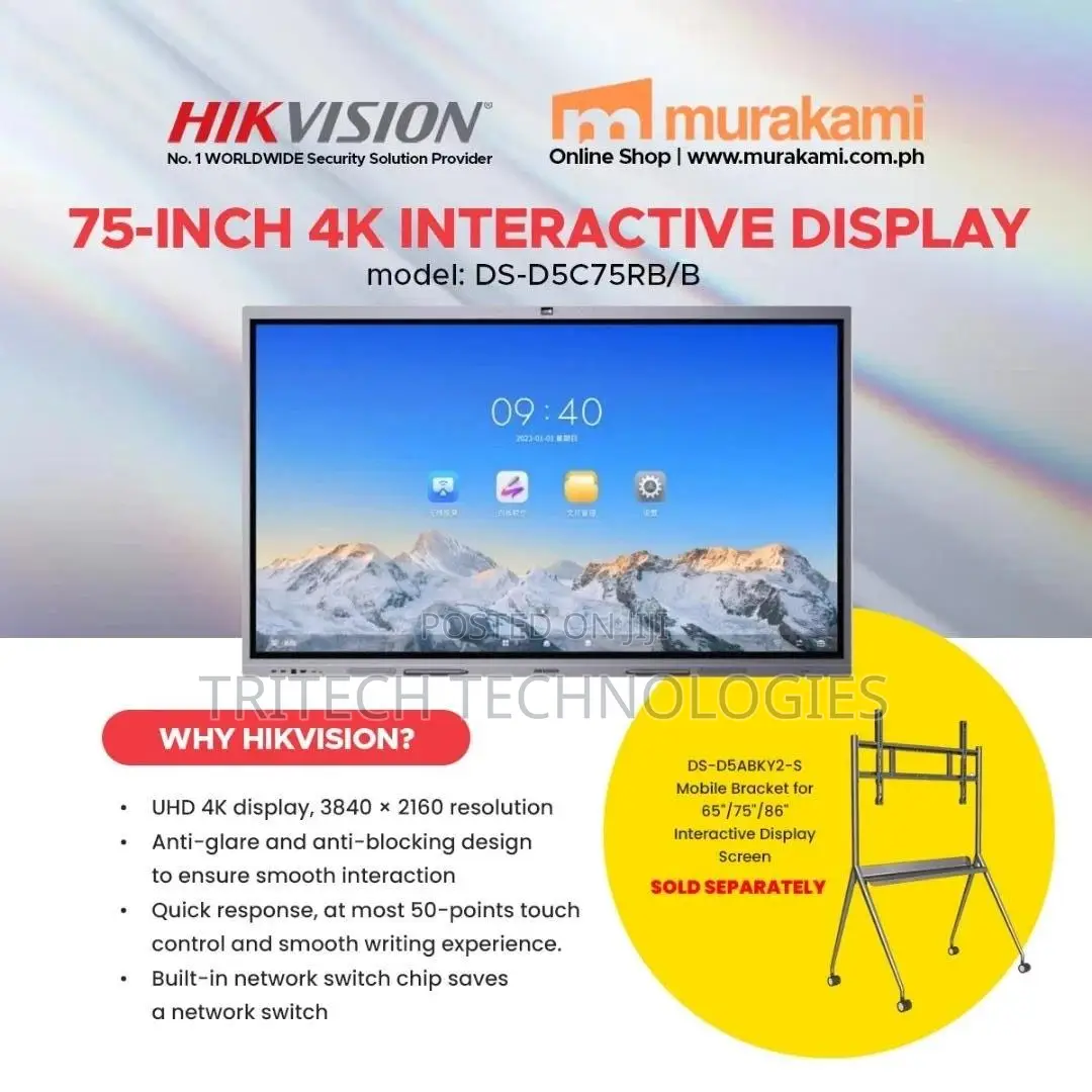 Hikvision 75-inch Interactive Display Ds-d5c75rb/B