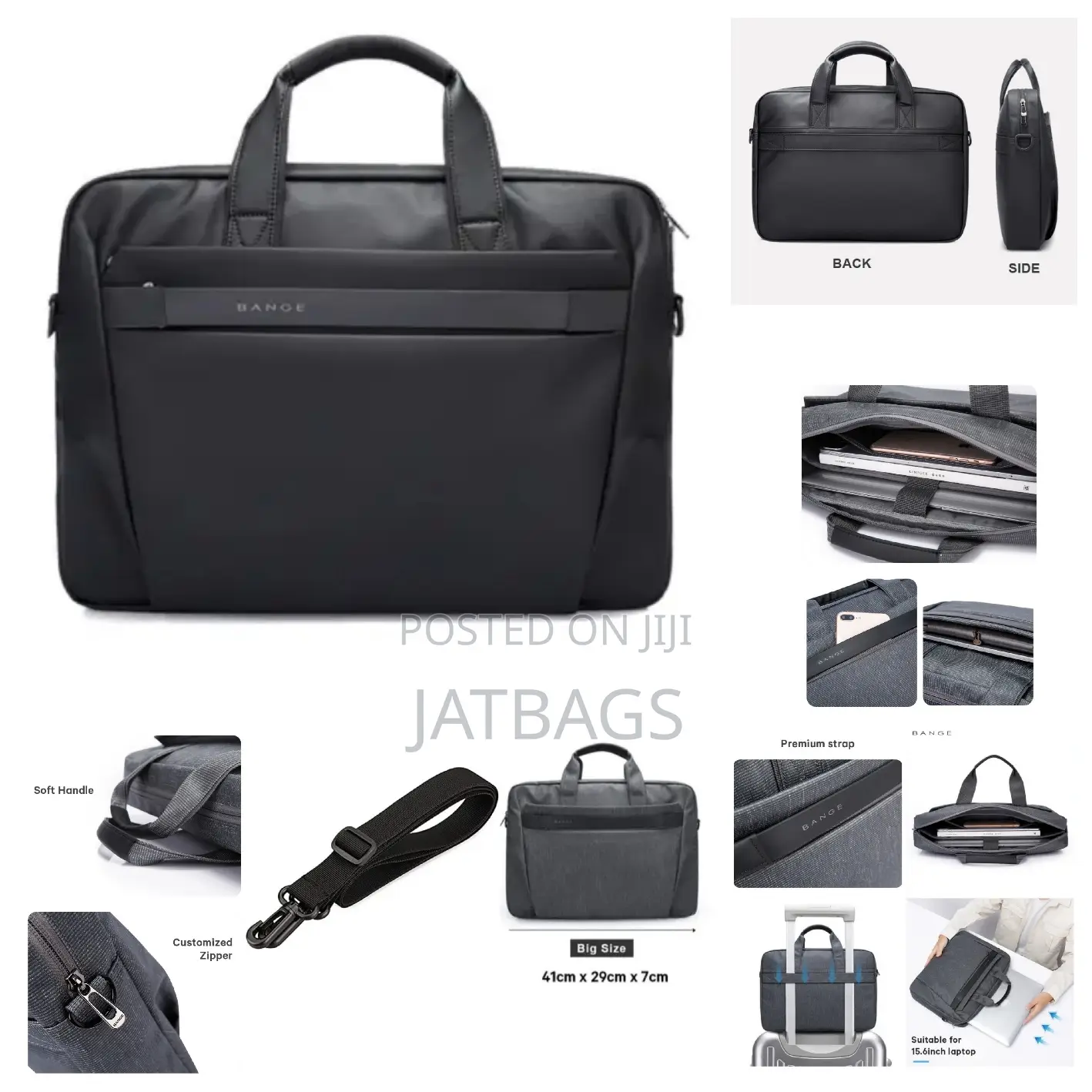15-16" Black Shoulder Waterproof Laptop Bag (Free Delivery)