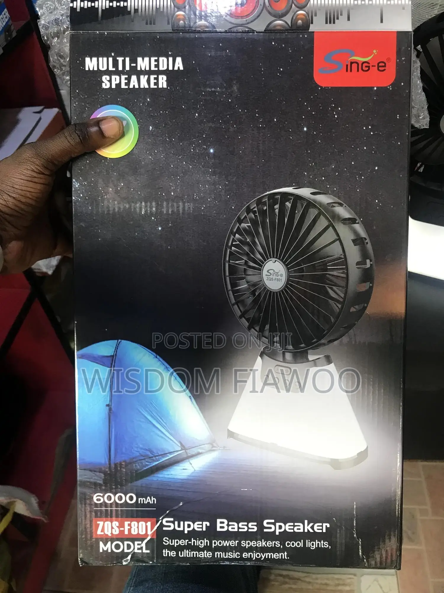 10inches Rechargeable Fan With Lamp (6000mah)
