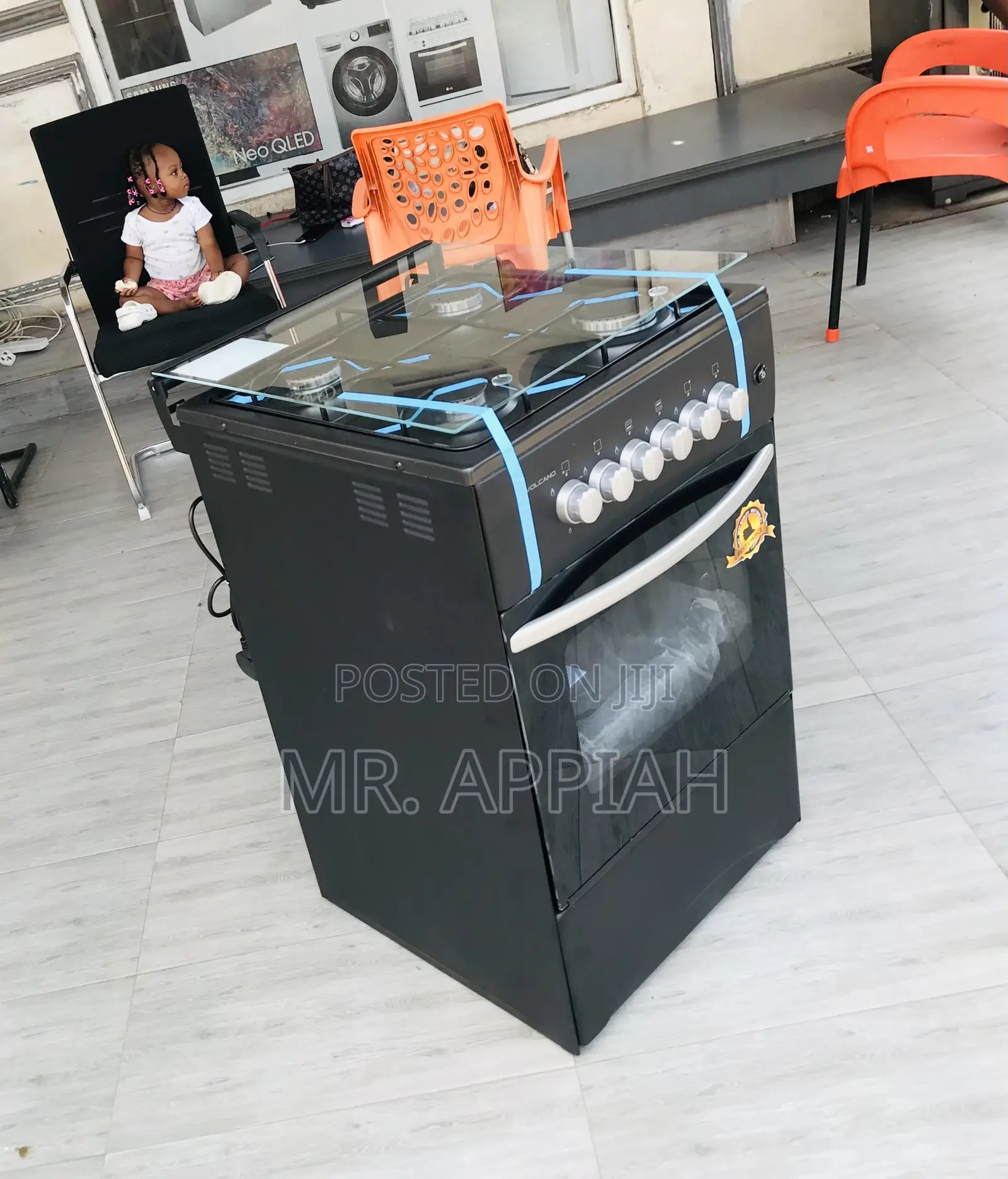 Volcano 50x50 Gas Oven 4 Burner(Euro Burner)Black