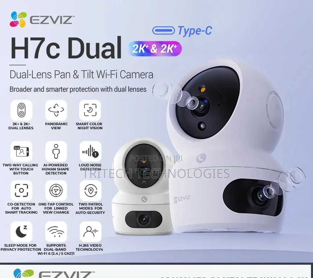 Ezviz 3mp H7c Dual-Lens Pan Tilt Wi-Fi Camera