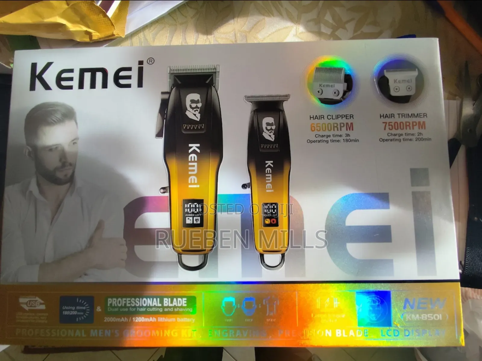 Latest 2 in 1 Combo Set Kemei Barbering Machine Hair Clipper