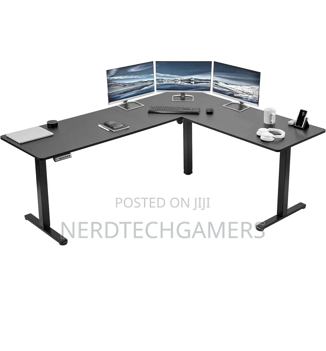 Vivo Electric Corner L-Shaped 63 X 55 Inch Standing Desk,