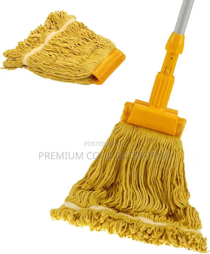 Industrial Cotton Wet Mop With Long Handle, Yellow