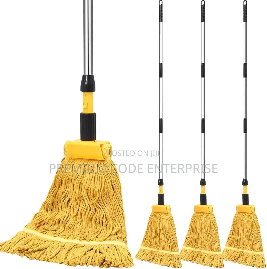 Industrial Cotton Wet Mop With Long Handle, Yellow