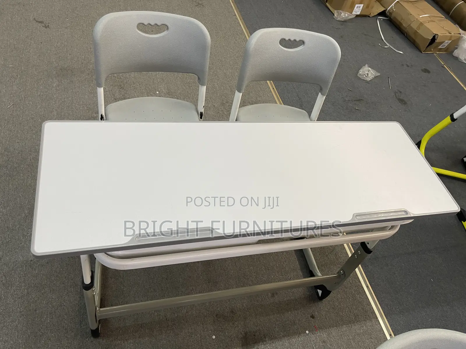 Morden Design High School Desk With Two Chairs Classroom Use