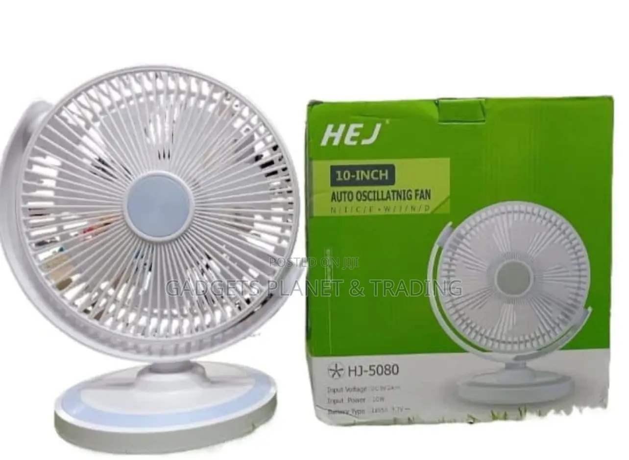 Portable Auto Oscillating Rechargeable Desk Fan Hej-5080 10"