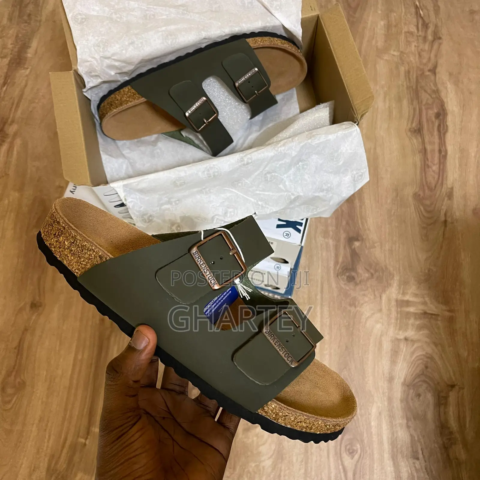 Army Green Leather Arizona Birkenstock