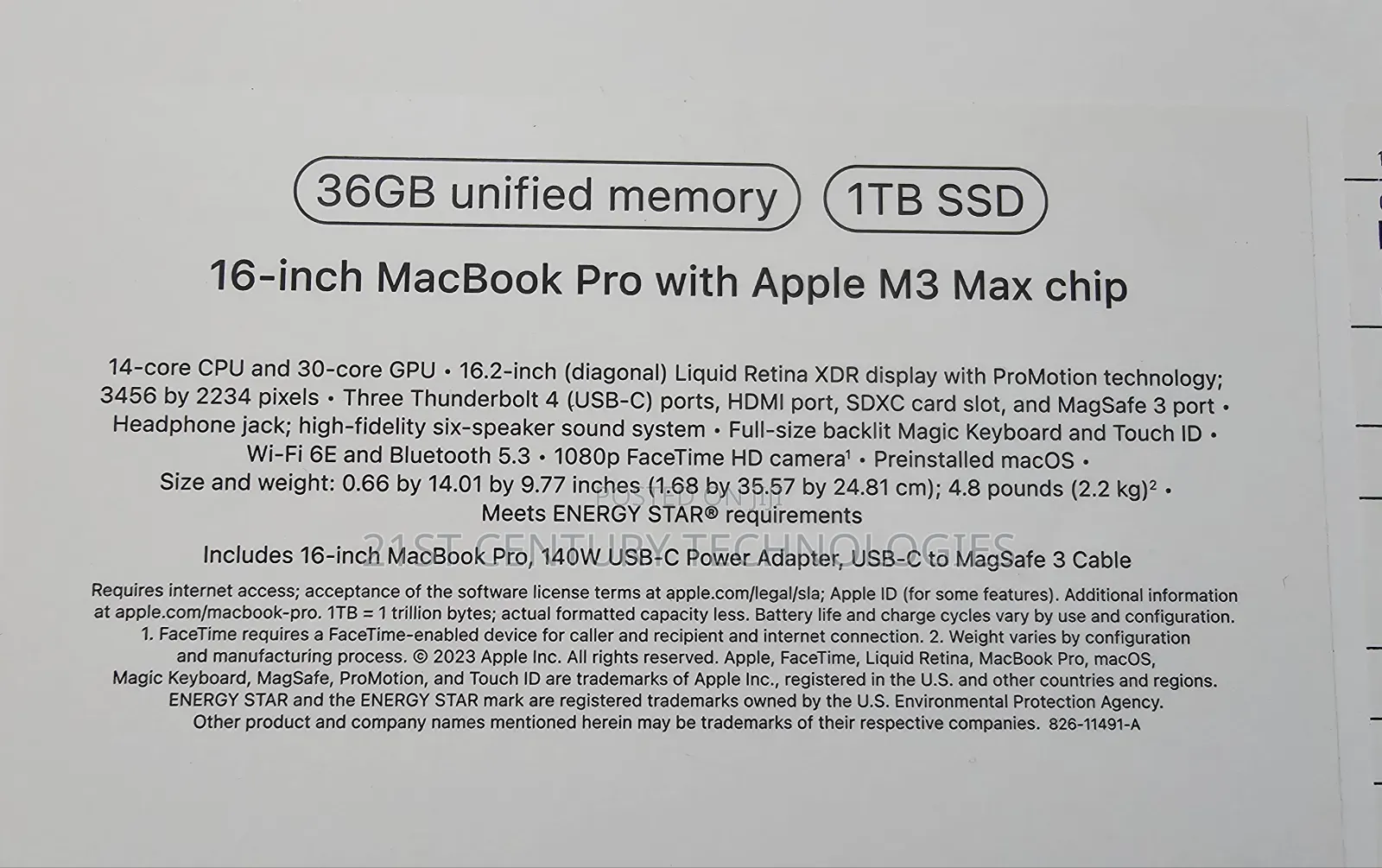 New Apple MacBook Pro 2023 M3 Max 16-inch 36GB Apple M3 Max SSD 1T