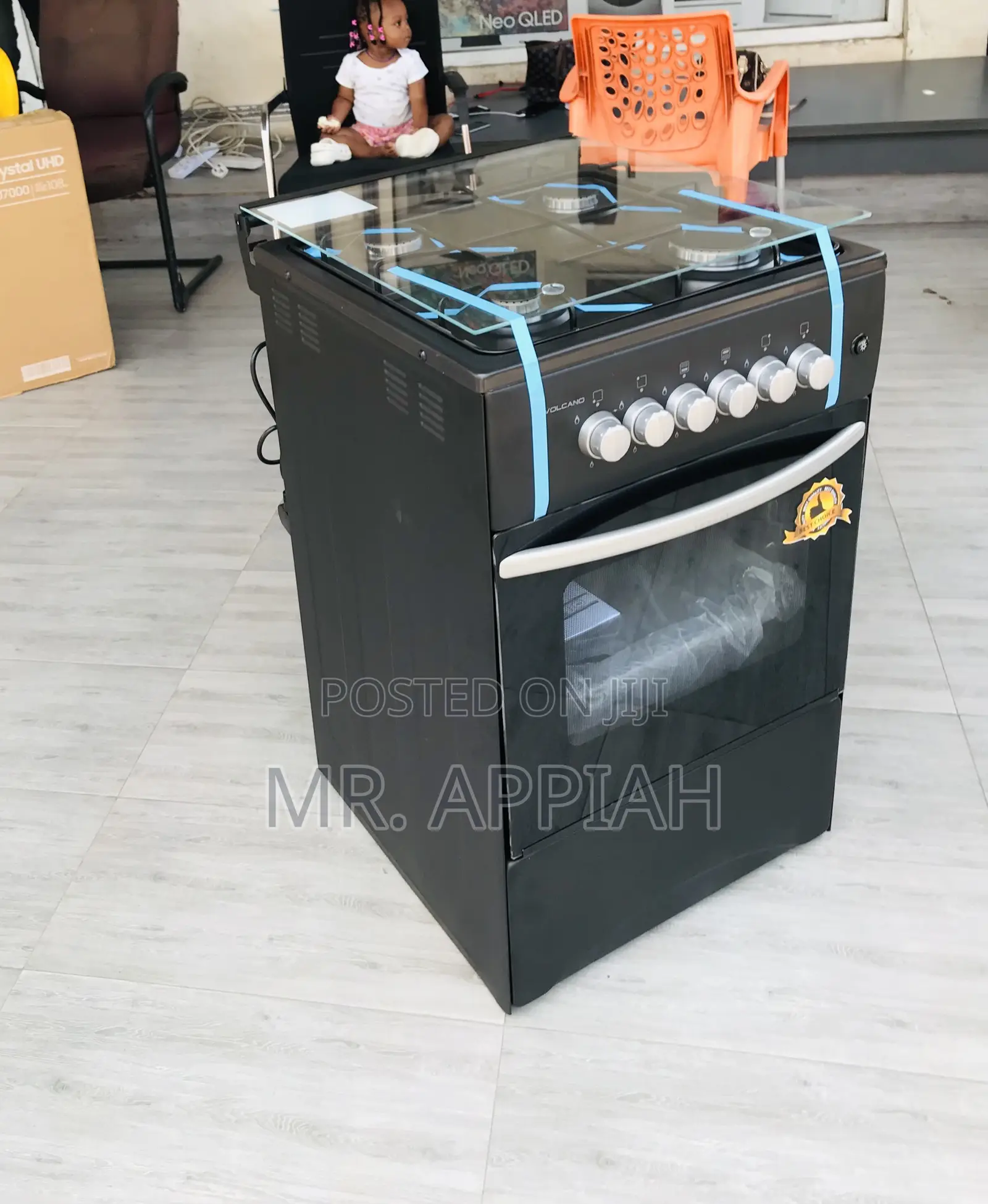 Sleek Volcano Gas Oven 4 Euro Burner(Black) 