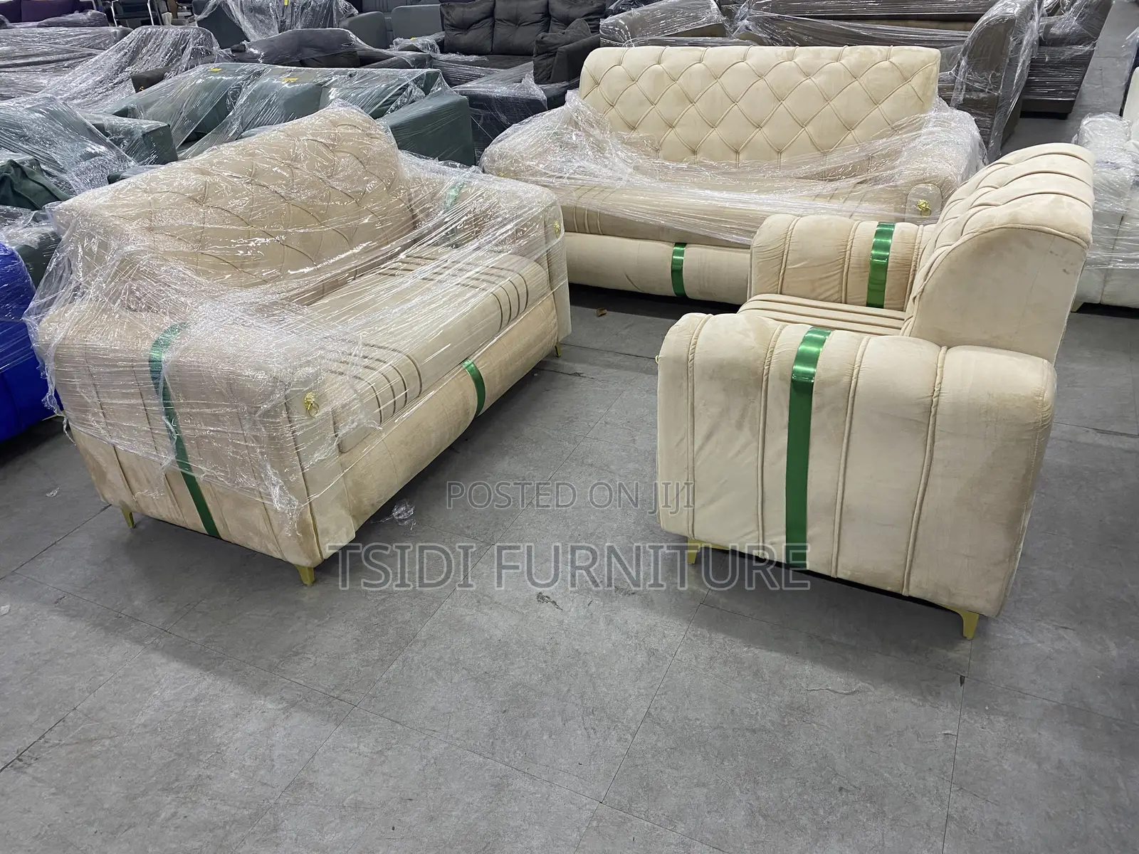 Quality Sofa Set With Gold Leg