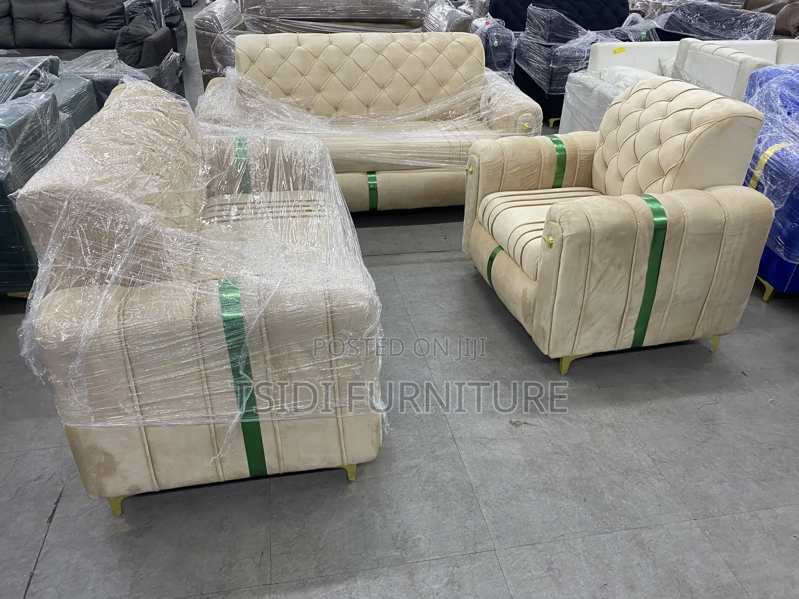 Quality Sofa Set With Gold Leg