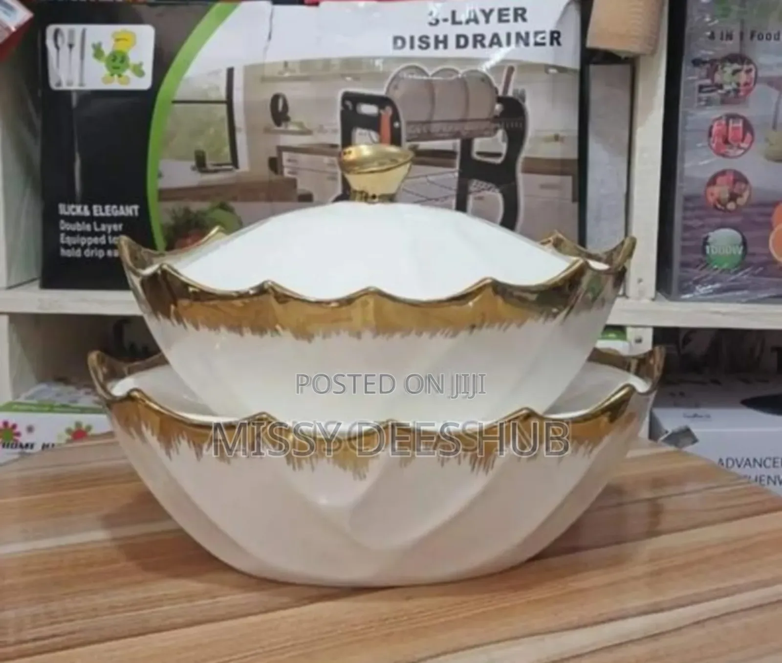 2pcs Gold+White Ceramic Serving in The