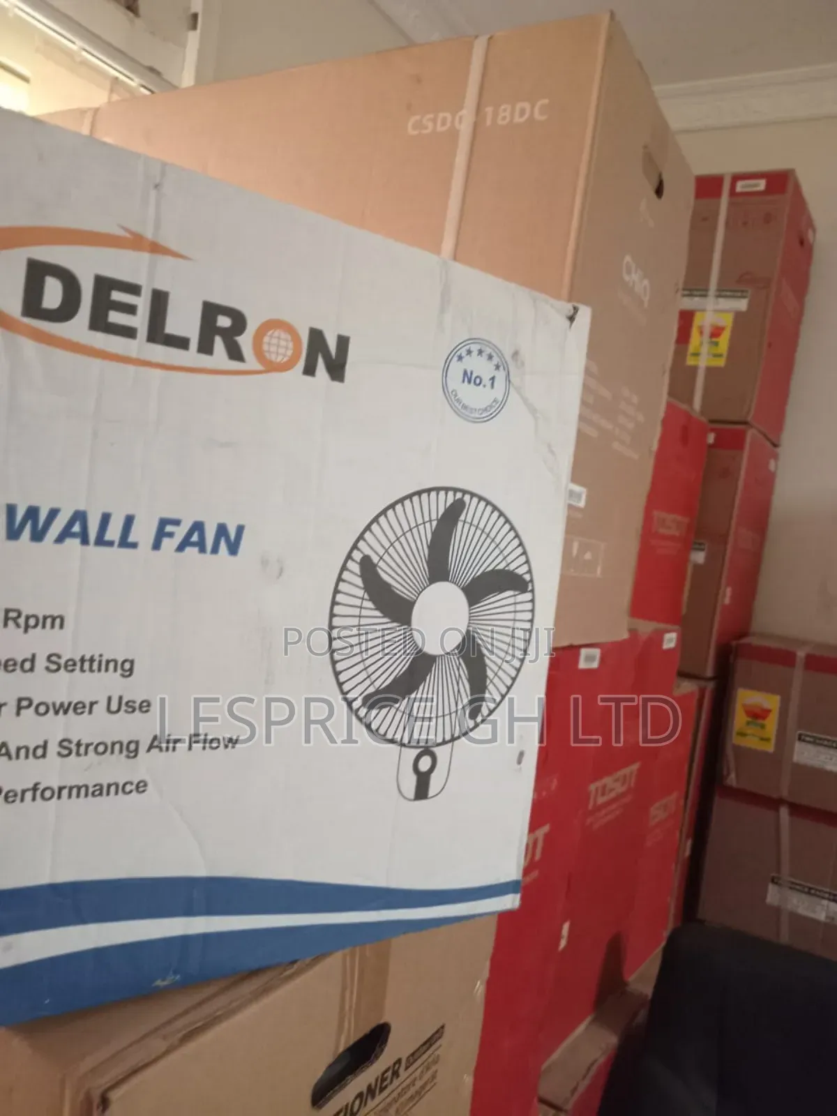 Long Life Motor: Delron Wall Fan, 16"