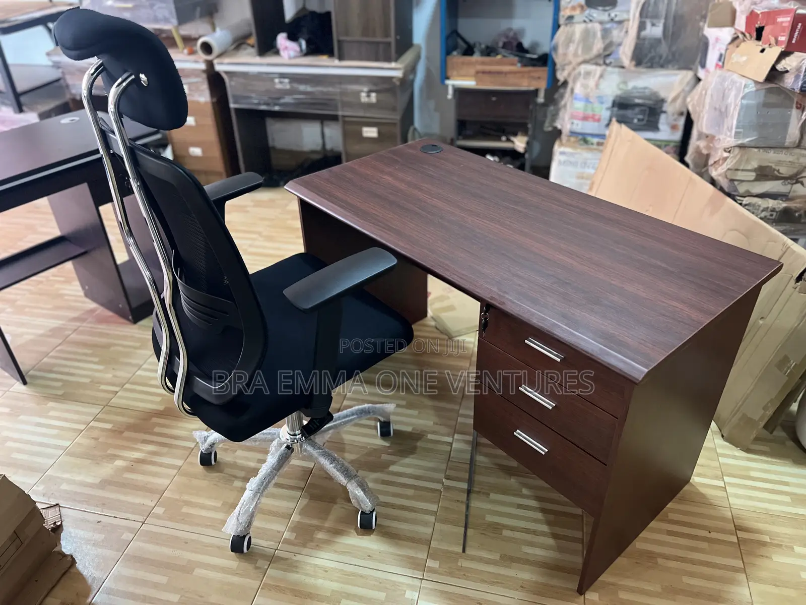 1.2m Office Table With Drawers and Swivel Chair
